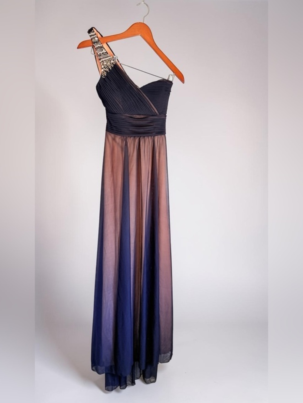 My Michelle One Shoulder Beaded Chiffon Maxi Gown Prom Formal Dress 5 beads